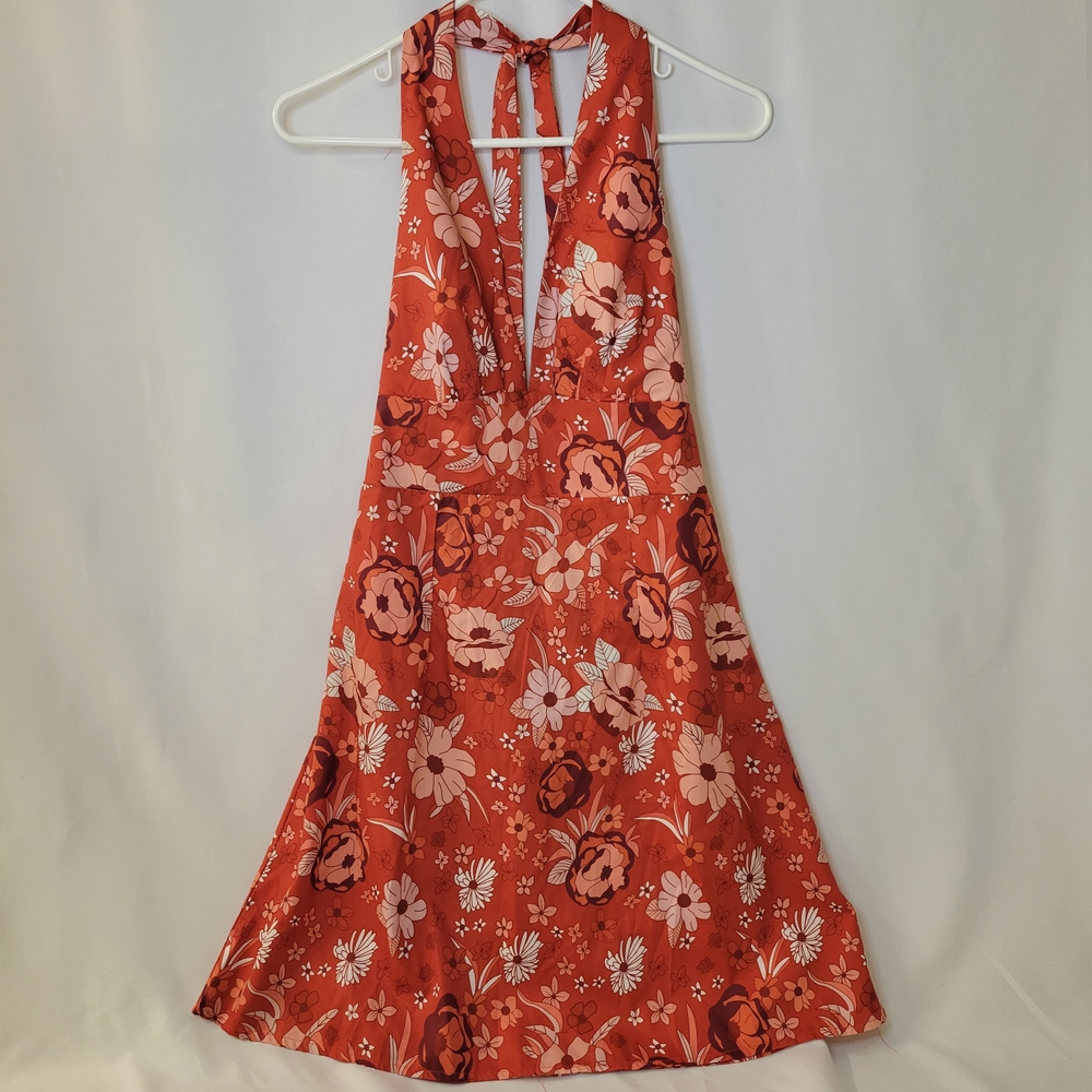 CBR Orange Floral Backless Dress